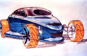 a modern concept drawing evocative of the vintage roadster