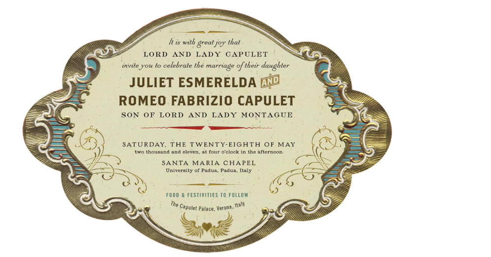 invite to romeo and juliette's wedding