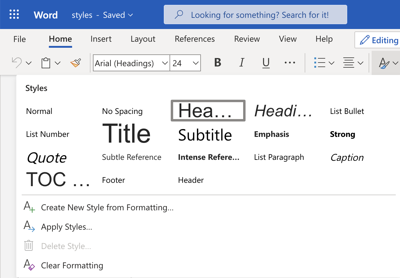 default paragraph styles in ms word