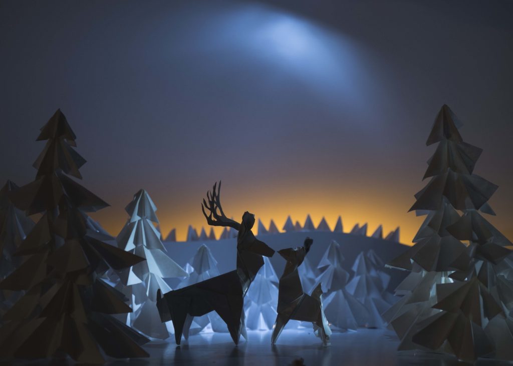 paper reindeers and trees