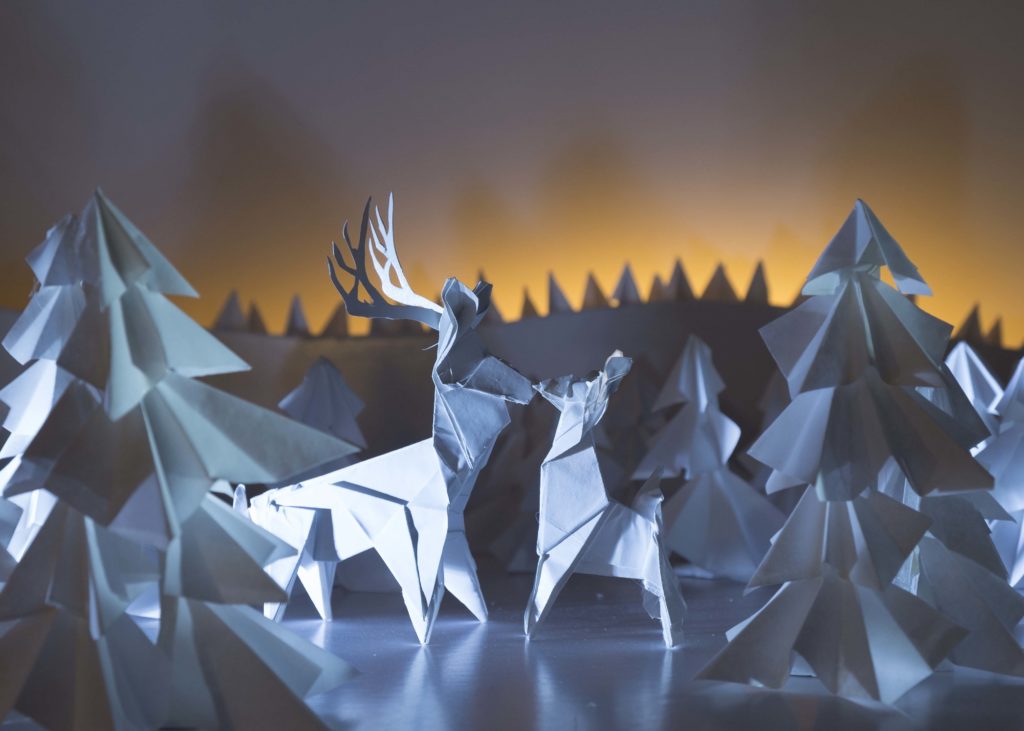 paper reindeers and trees