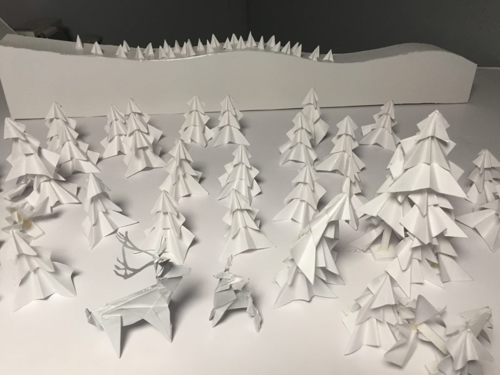 paper reindeers and trees