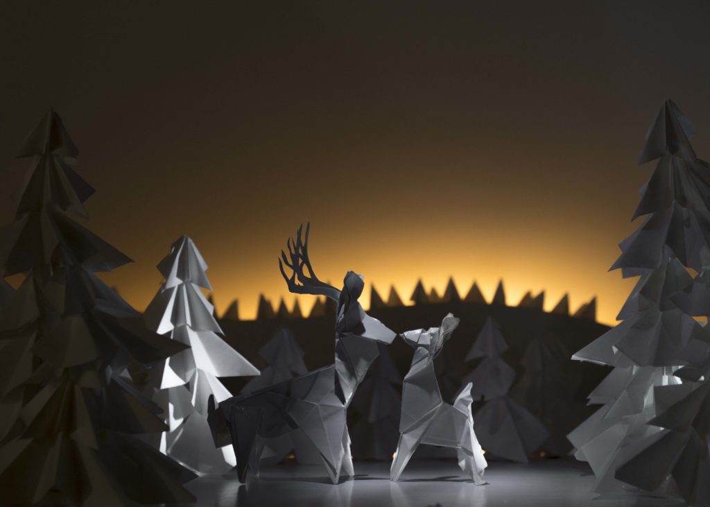 paper reindeers and trees